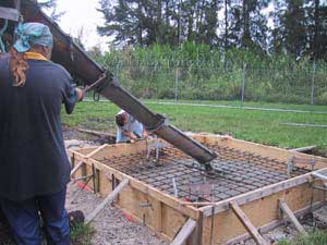 Pouring foundatiopn concrete